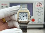 Cartier Santos Mini Size 27*34.5*7.4mm Imported Quartz Movement White TT Yellow Gold Band Watch